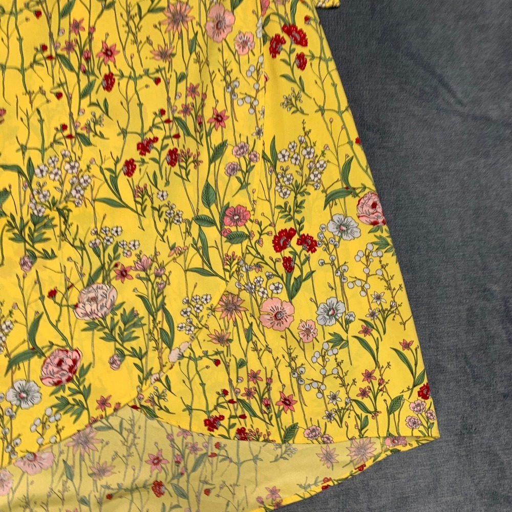 Loft Wrap Midi Skirt Womens 6 Yellow Floral High Low Tie Waist Summer Party Wear - Picture 12 of 13